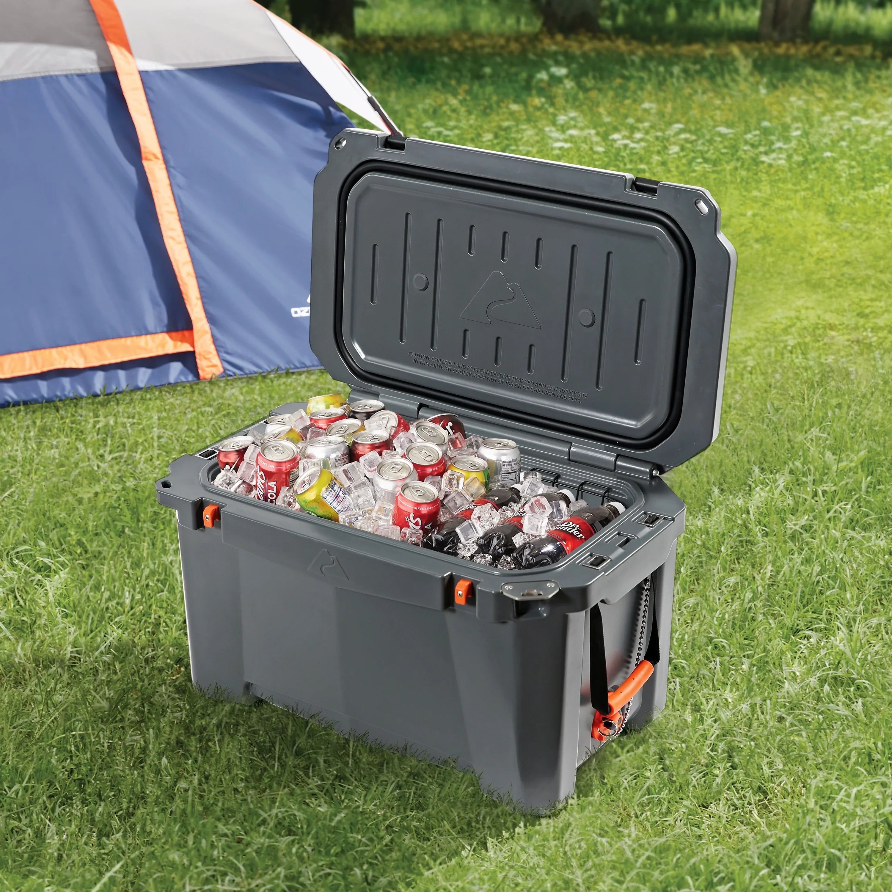 Ozark Sided Hard Cooler, 52 Quart Gray Chest Performance High Trail