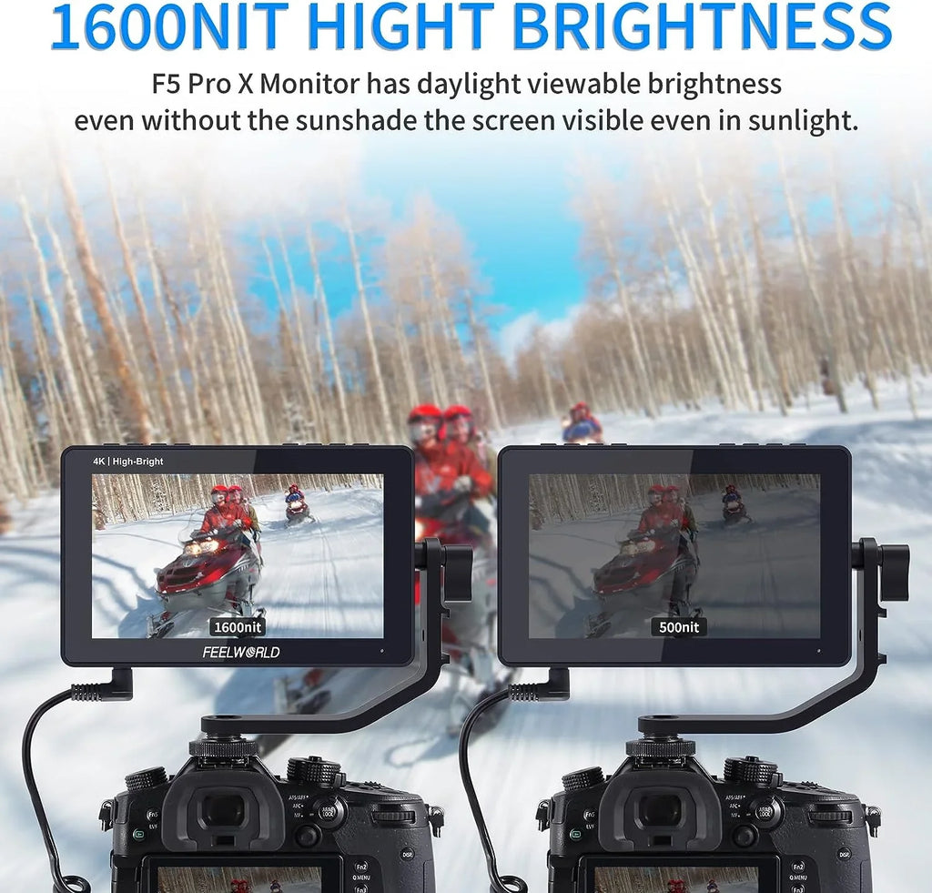 1920x1080 5.5 Inch FHD 4K 3D DSLR with External Camera +Carry Wireless Pro Power Case for F970 Field Monitor F6 LUT Touchscreen HDMI Install Kit 1600nits Transmission +Battery FEELWORLD