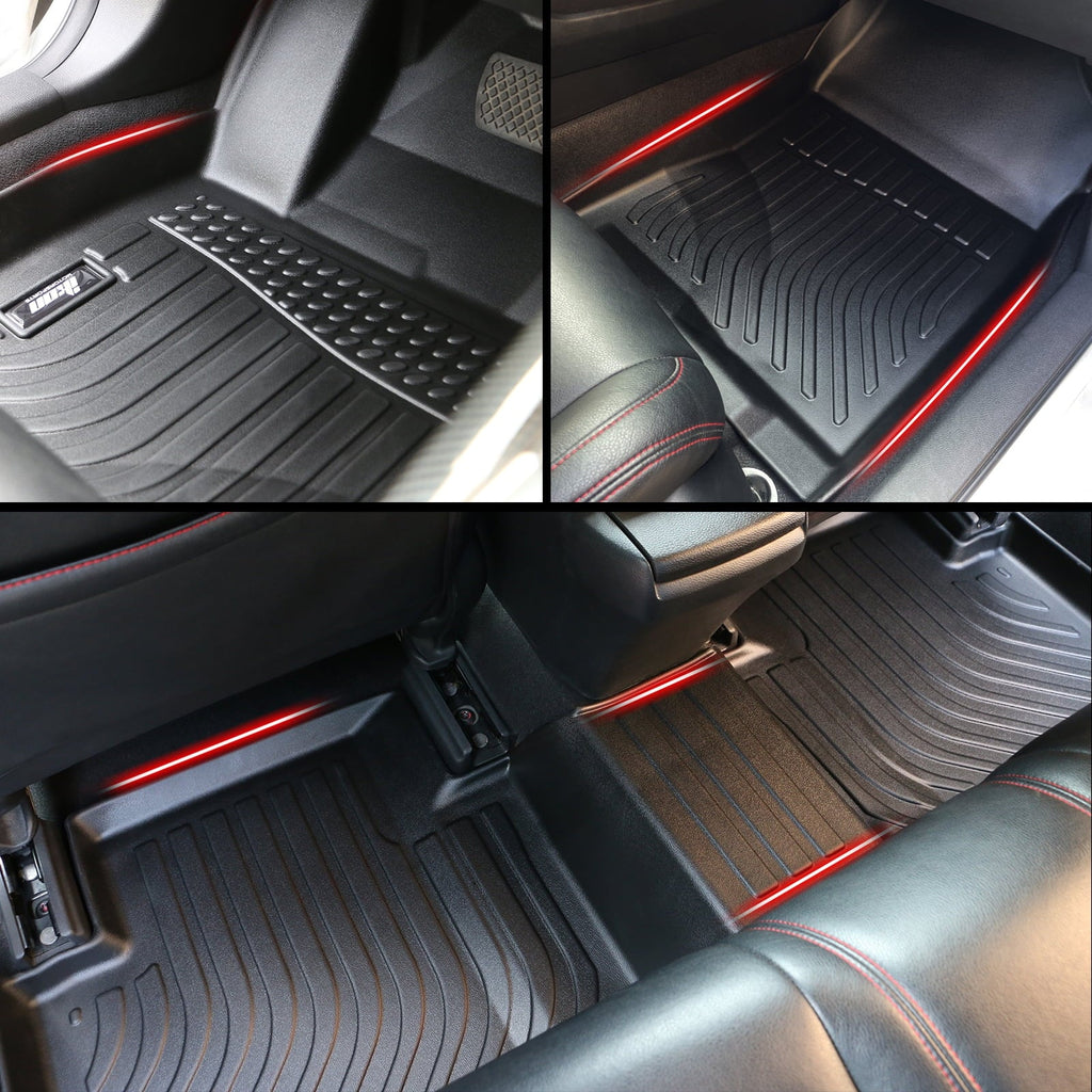 Interior 2022-2024 Trunk Mat, Anti-Slip Compatible Motorsports Storage 2nd Mats & Set 3D Row Accessories Floor climate All Honda Civic Black Floor Liners + Cover Full with TPE Ikon Front Waterproof