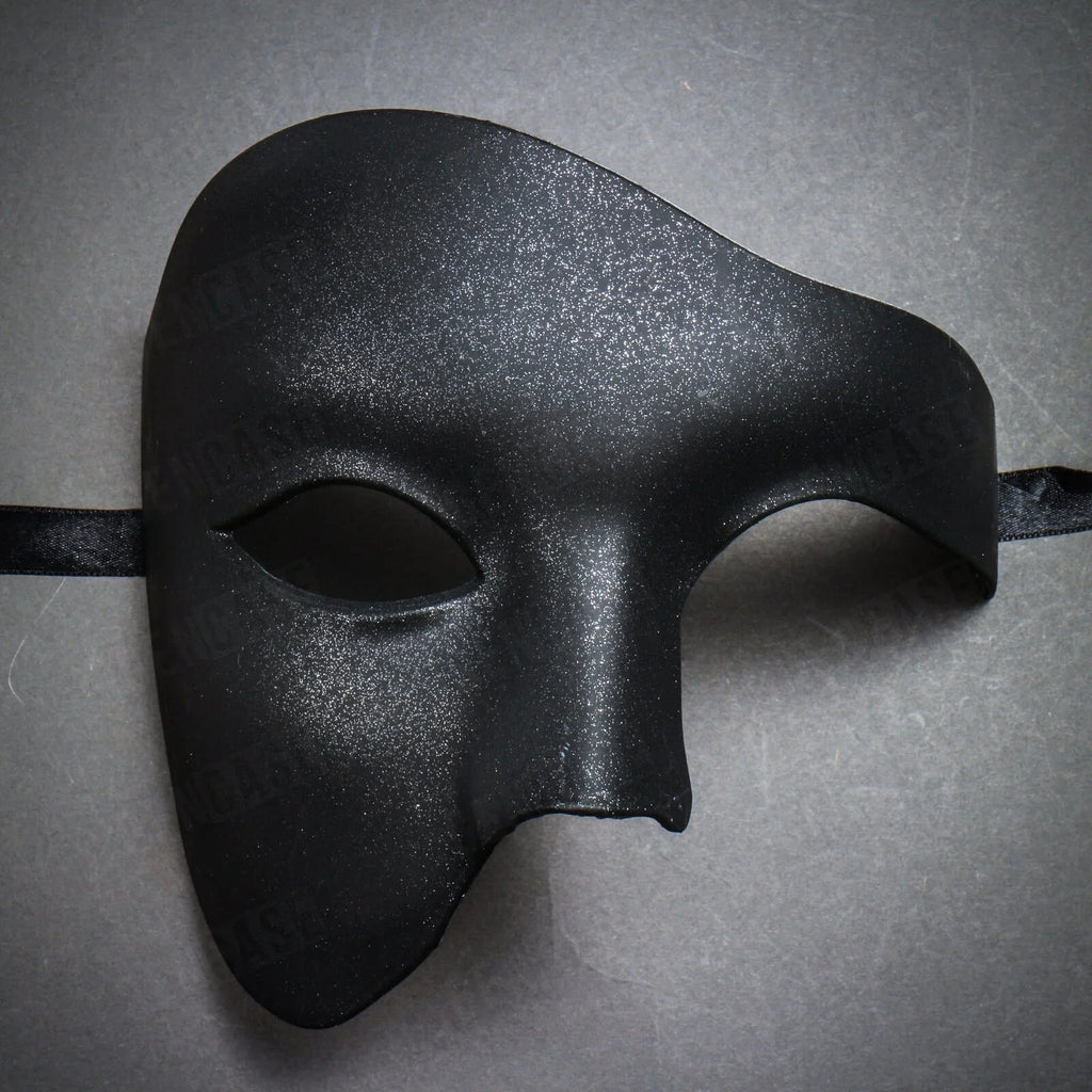 Plain | Half Venetian Halloween Mask Masquerade Face Vintage Phantom Black Costume