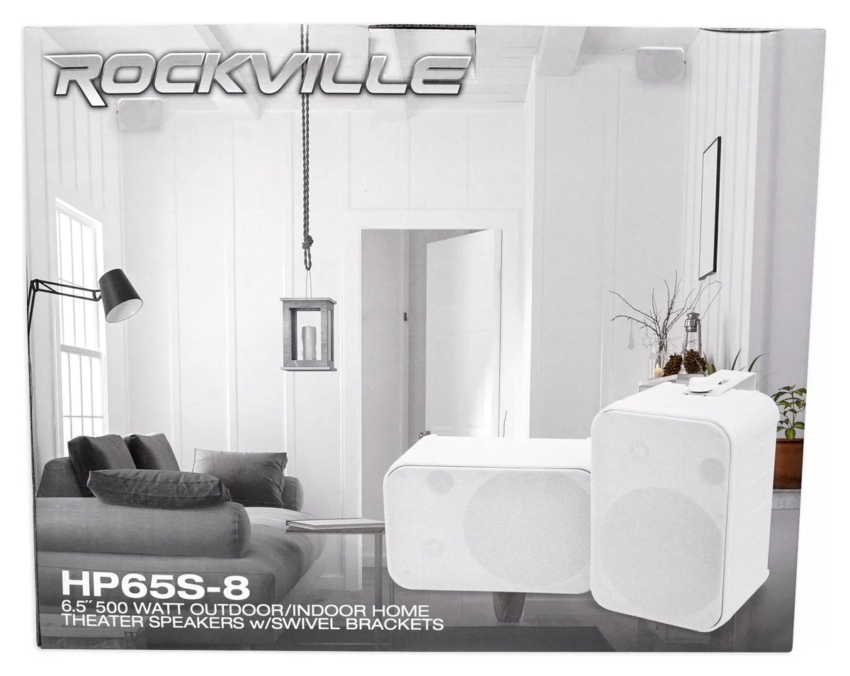 2) Rockville HP65S-8 Garden Brackets exterior 6.5" Patio Speakers+Swivel Backyard