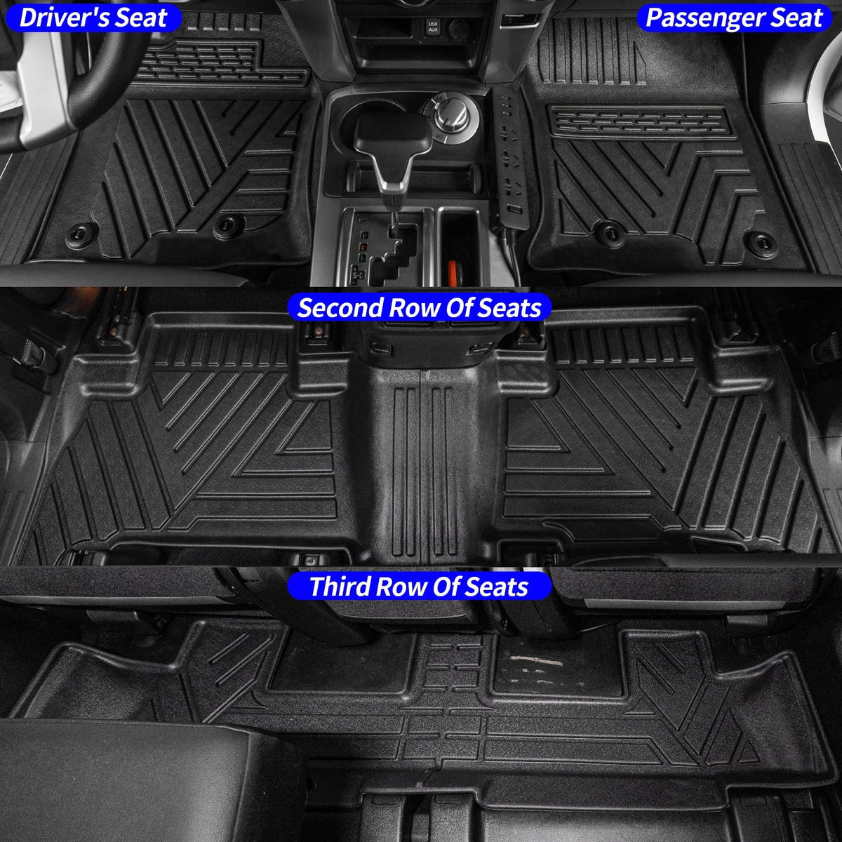 Row Mats+Trunk Trunk Liner Cargo Mats) 4Runner 7 Seats Backrest (3rd Toyota 2013-2023 Mat+Floor Fit Mat