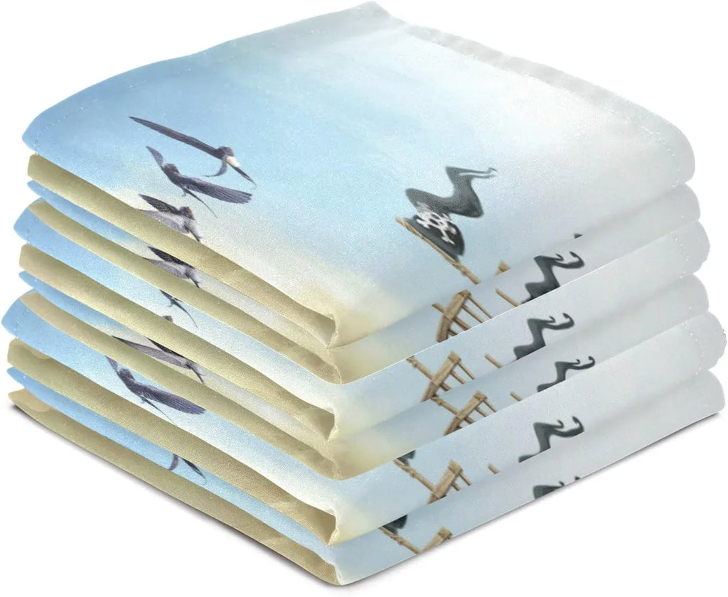 Loop, Towel Drying Kitchen Dolphins for Cloth with Absorbent Towels Set Sailboat and Cleaning Summer 18"x28"Lint-Free Hanging of Jumping Ocean Wiping Kitchen 6 Dish Tea
