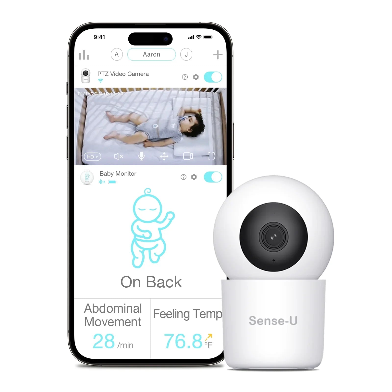 Pan-Tilt-Zoom, Background with Smart 2-Way Video Zone Activity Crying 2K Sense-U Vision, Talk, Sound/Motion Fee, Eligible) No Detection, Night Monitor(FSA&HSA Audio, Person/Baby Monthly Baby