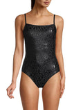 BLACK DKNY Leopard-Print Swimsuit, US One-Piece Small
