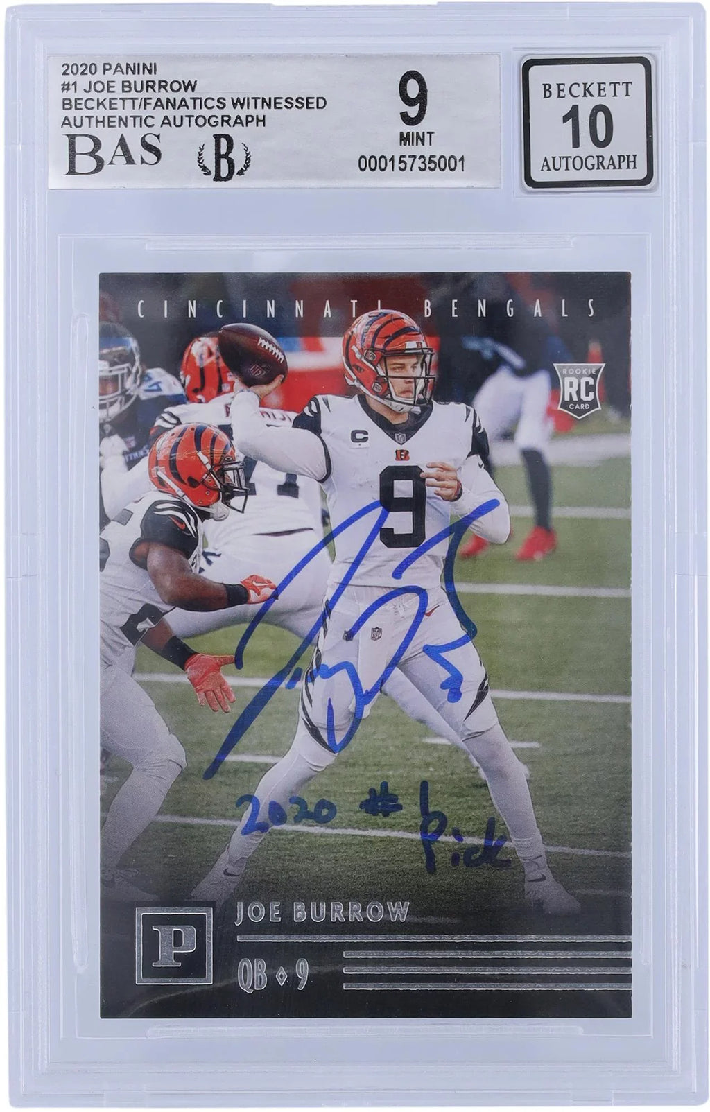 Inscription Chronicles 9/10 Burrow Fanatics Card Autographed Bengals Rookie Cincinnati #1 with - PICK" 2020 Joe Witnessed Authenticated "2020 Certified Beckett Fanatics Panini Authentic #PA-1