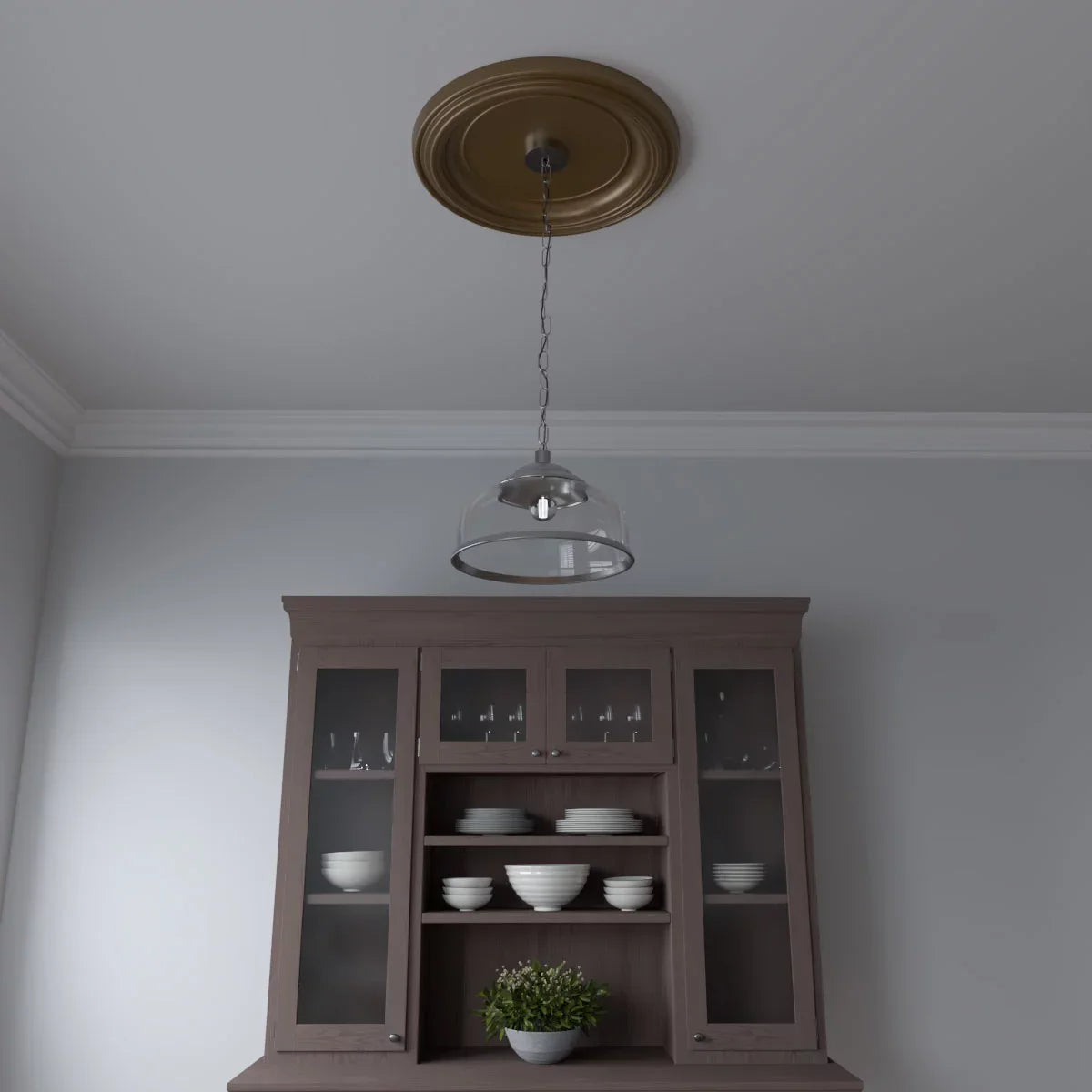 1/2"ID Ekena Millwork 3 Thermoformed 1 Canopies 22"OD x x to Gold Metallic (Fits Traditional Rush Ceiling 1/2"P Medallion PVC 13 1/2"), up