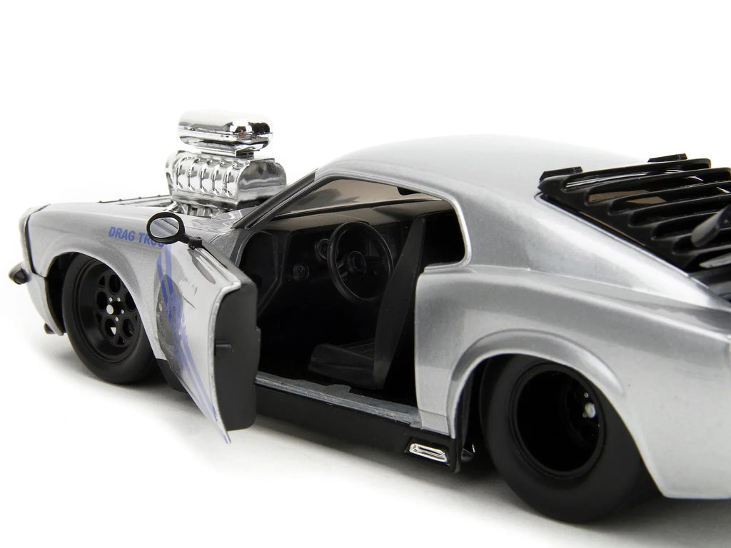 Car Drag 1/24 Trooper Mustang - Jada Metallic Highway Diecast Boss Drag by 1970 Muscle Series Model Bigtime 429 Silver
