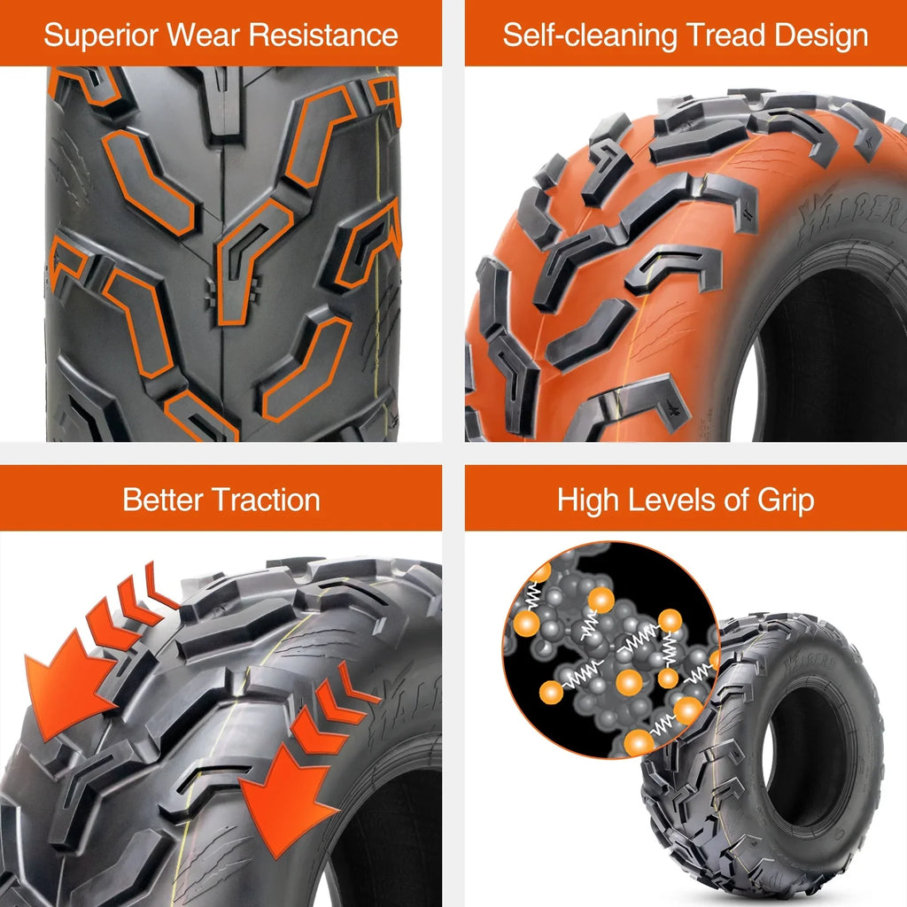 6PR Set 4 Tire Trail Front Rear Sand Tires All of ATV/UTV & Terrain 25x8-12 Road 25x10-12 off HALBERD