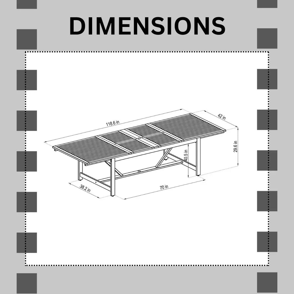 Capacity: Eucalyptus Patio Set, 8 Rectangular Amazonia Extendable 9-Piece Seating Brooks Dining