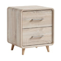 Minimalist Wooden Nightstand with Two Drawers and Sleek Handles
