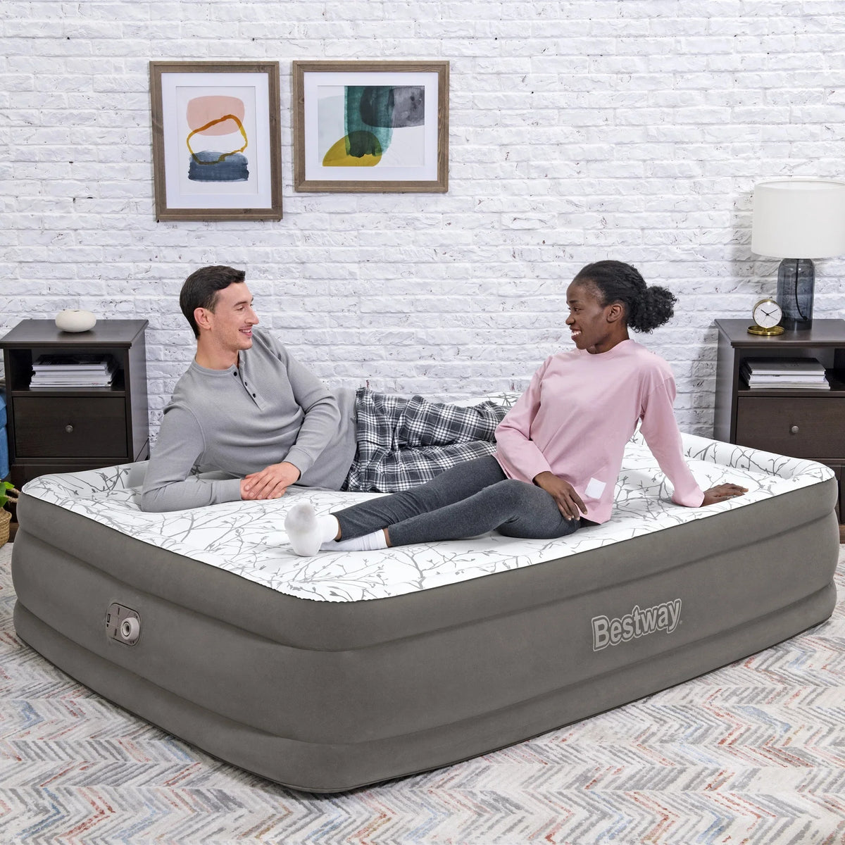 Cushify Queen Built-in Tritech Mattress Bestway 18” Pump with AC Coating Antimicrobial Air and Top