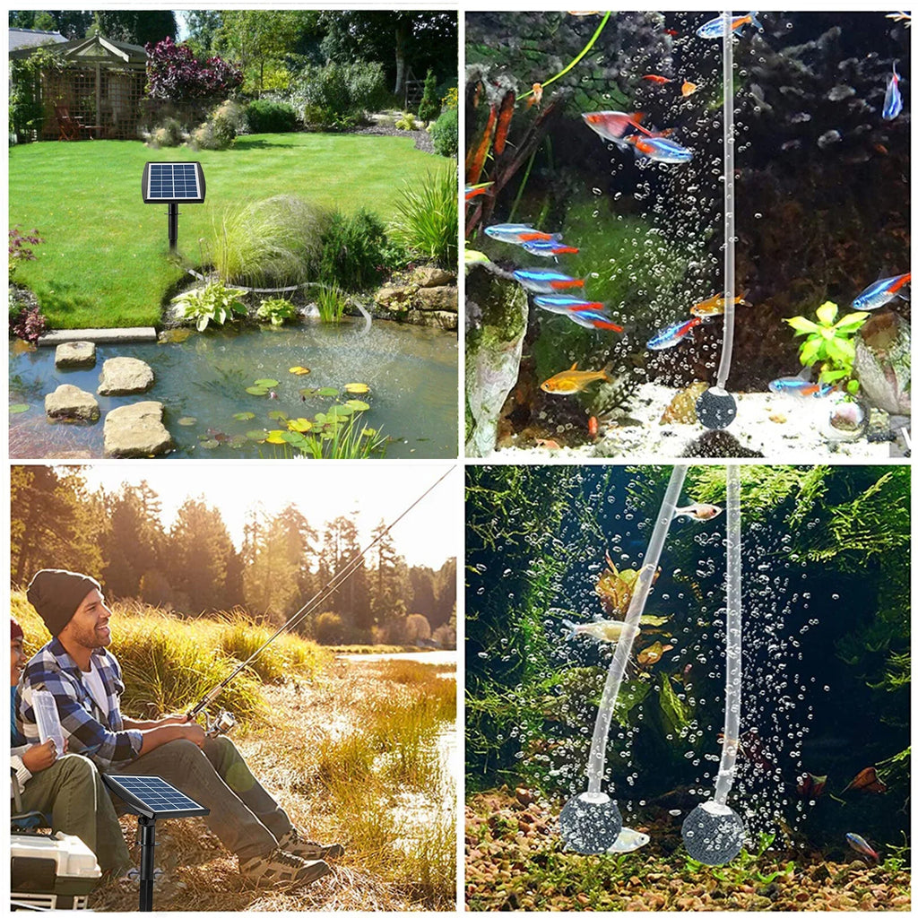 Pump Fish Oxygenator Bubble Pipe Fishing Pool Solar 8.2ft Aerator Air Fish Plug-in Stones Oxygen Air Pump Aerator Garden Pond for moobody 2 Aquarium 2W Oxygen 6V with