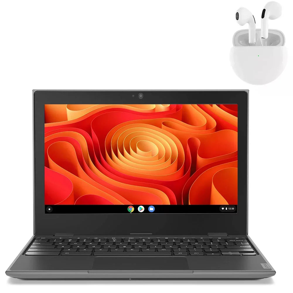 Laptop with 11.6" RAM Intel PreOwned 4GB 10 and Windows Wireless dent) Pro SSD 64GB Processor 100e Earbuds (scratch