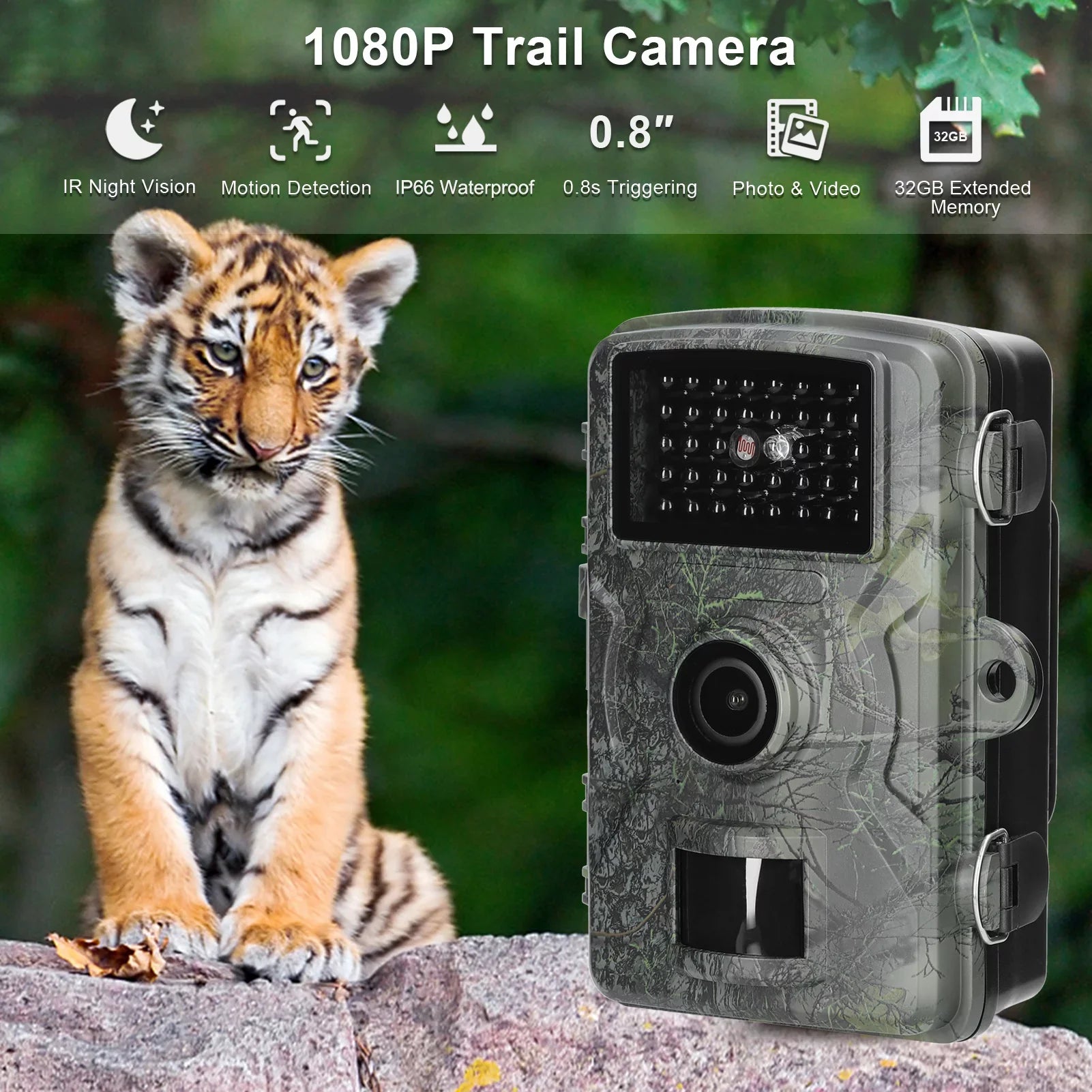 Camera with Waterproof, 1080P 16MP our Moments Infrared Wildlife IP66 Lights Tomshoo Portable Capture Trail