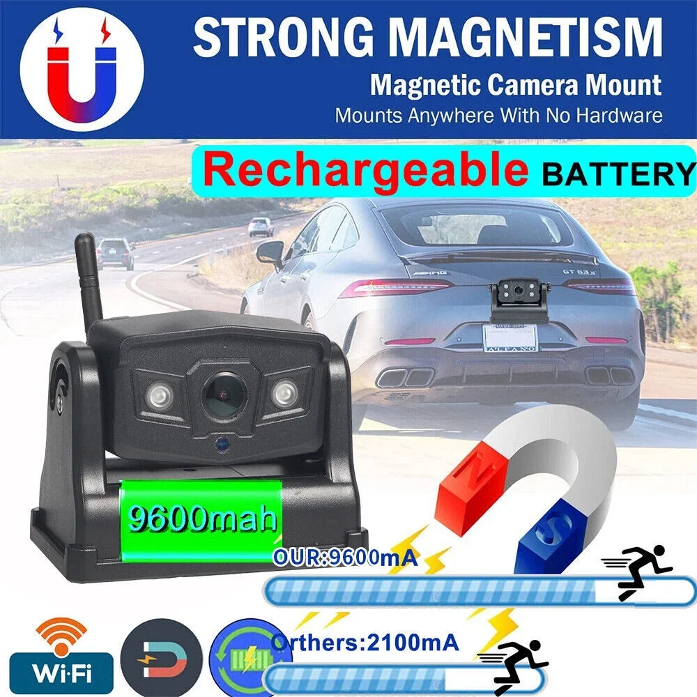 Magnetic Wireless Battery Backup 9600mAh Onemayship Front/Rear Camera View WiFi Camera,