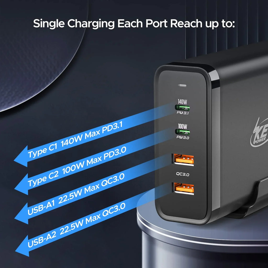 C Galaxy, 4Port Air/ with iPhone, Deck PD C iPad, Power Type Fast Power 3.1 XPS, Steam for USB Pro Charger 245W Adapter Key Station, Charge 16", Macbook 140W GaN