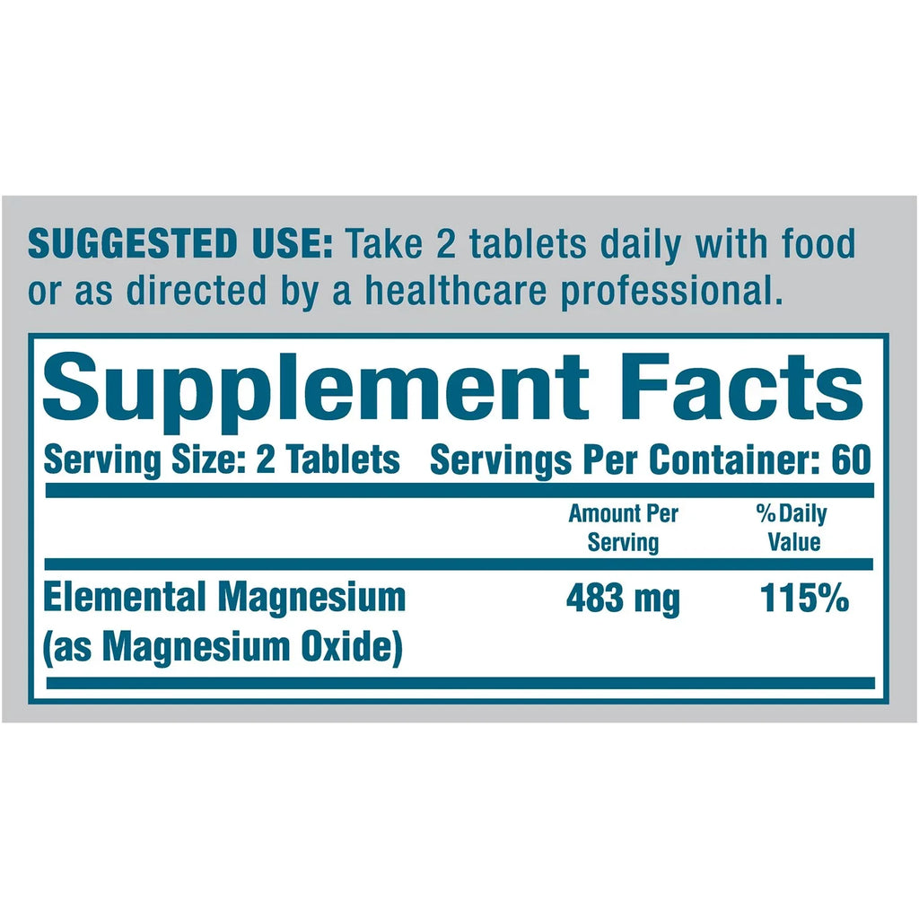 6 Oxide free MagOx Dietary Supplement and Magnesium Sugar 120 Gluten of Tablets Pack 400