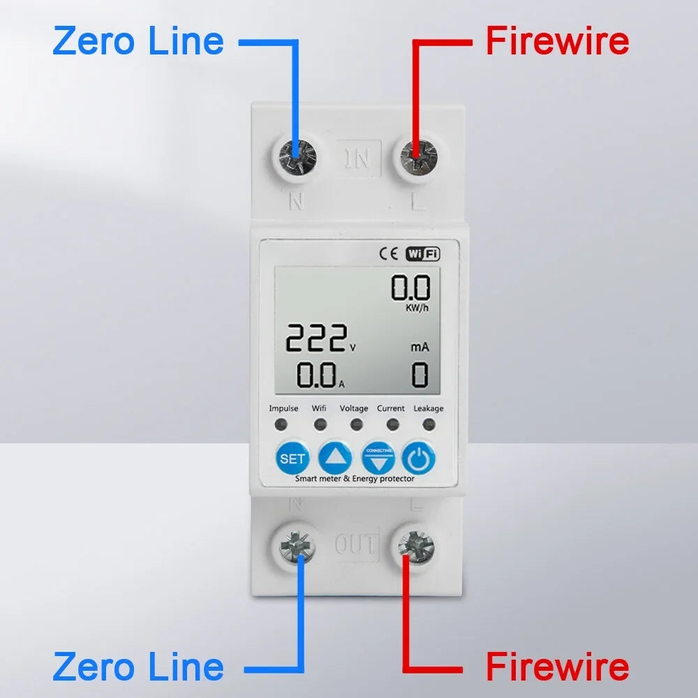 Current Control Voltage and Tuya Meter Timer Alexa Function Switch Monitoring Circuit for Breaker Intelligent Protecting Amazon Power home with Leakage WiFi Compatible Voice