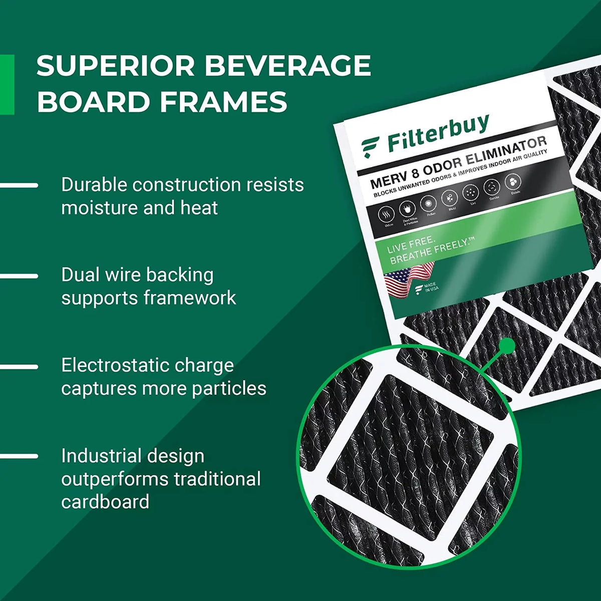 with Odor Eliminator Filterbuy Filters AC (5-Pack) Activated MERV Pleated Furnace Carbon Air HVAC 8 16x24x1