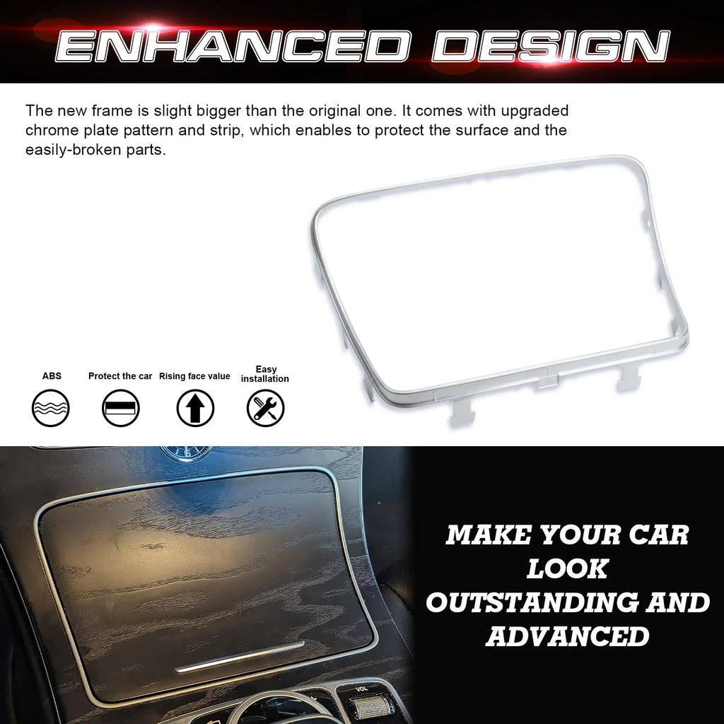 C W205 Tech W253 2015-2021 Ashtray Storage Compatible Console Frame Class GLC Trim, GLC 300 Class with Benz Mercedes Center C400 Xotic C63 Box C300 2016-2023 Chrome,