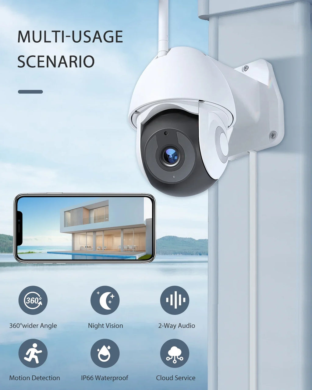 Floodlight Connection Surveillance Victure FC920B for Outdoo exterior/Courtyard/Farm Cameras,IP55 Waterproof,Motion-Activated,Wifi
