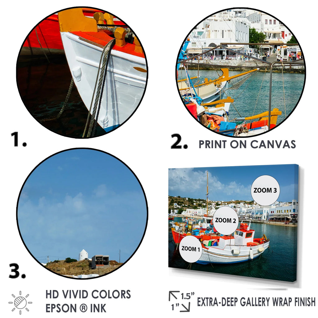 Port" A Prints Hunting Designart Wall At Greek Boat "Finishing Art & Fishing
