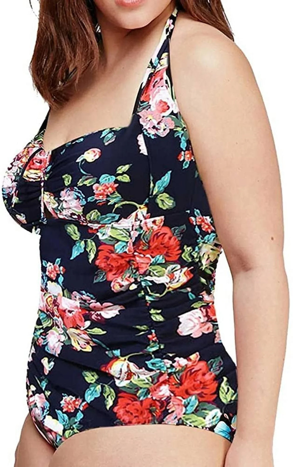 Control Ruched Vintage QZUnique Plus dimension One Swimwear Bathing Tummy Women's Swimsuit Piece Halter Suit Monokini