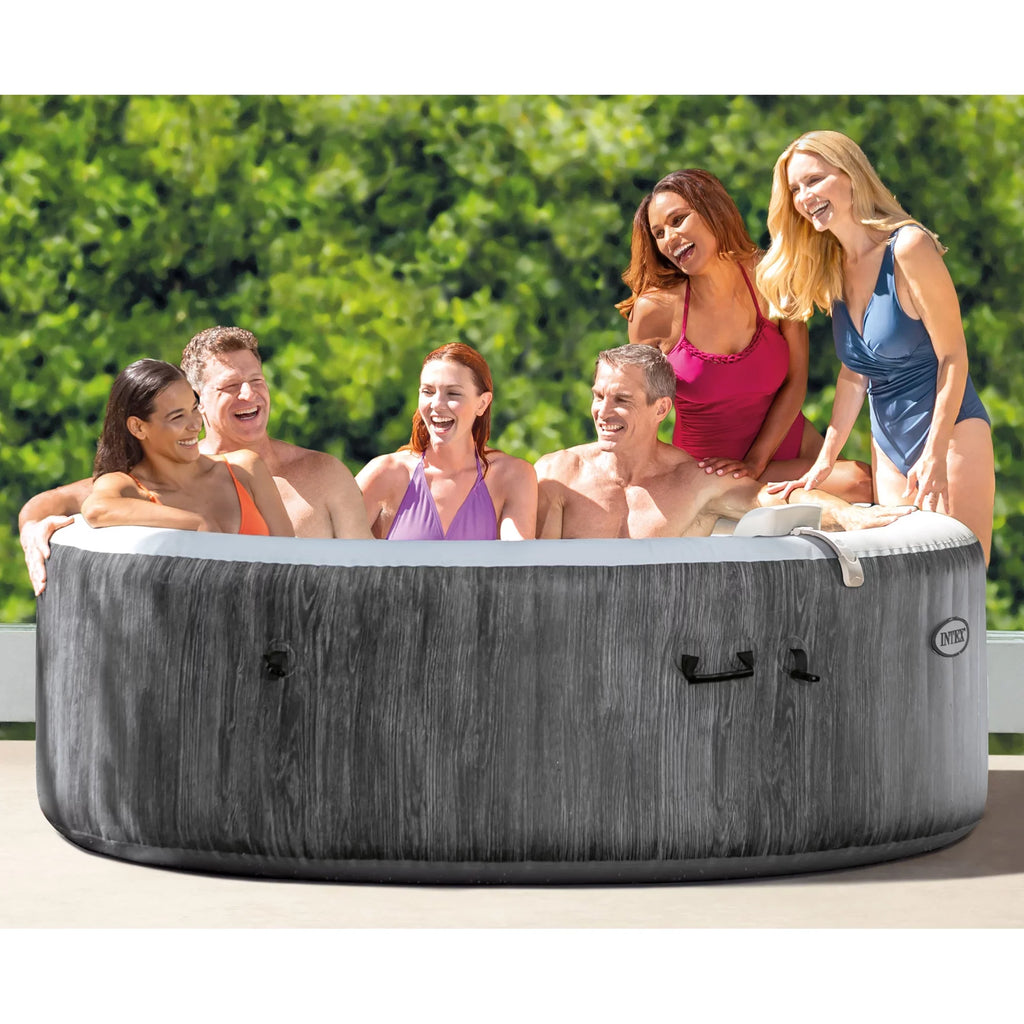 with PureSpa Greywood Inflatable Deluxe Bundle Bubble Intex Jet Spa Plus