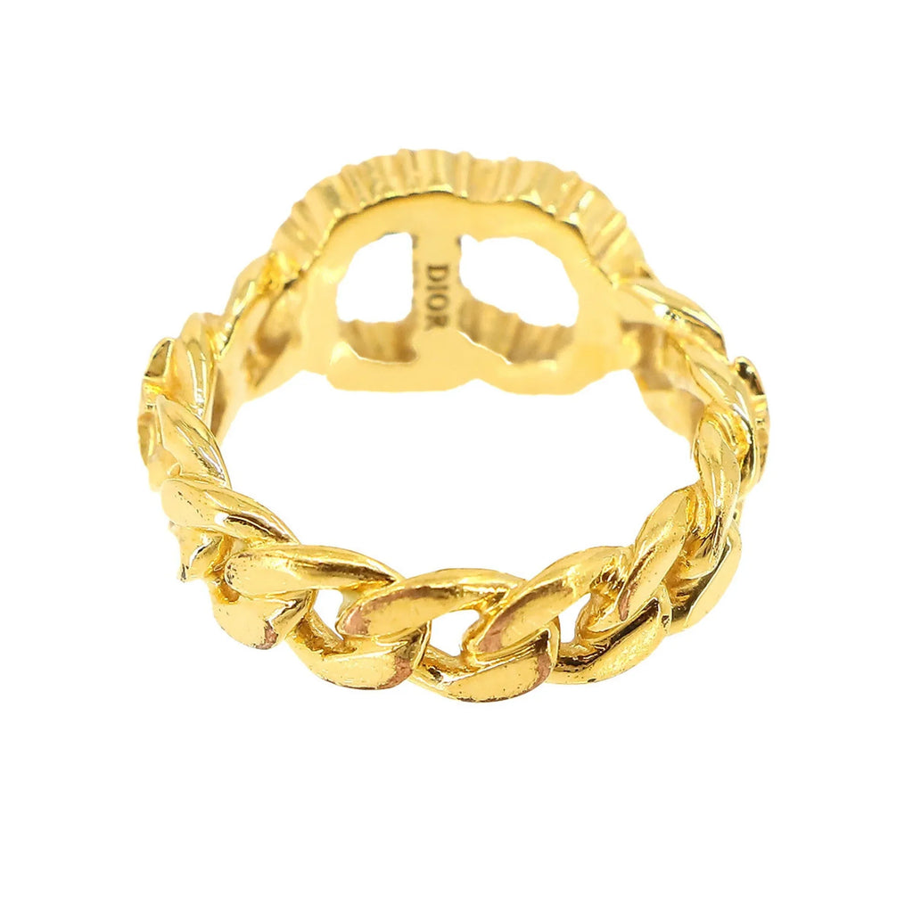 New) Lune S Pre-Owned (Like Christian D Gold Dior Rhinestone Ring Clair