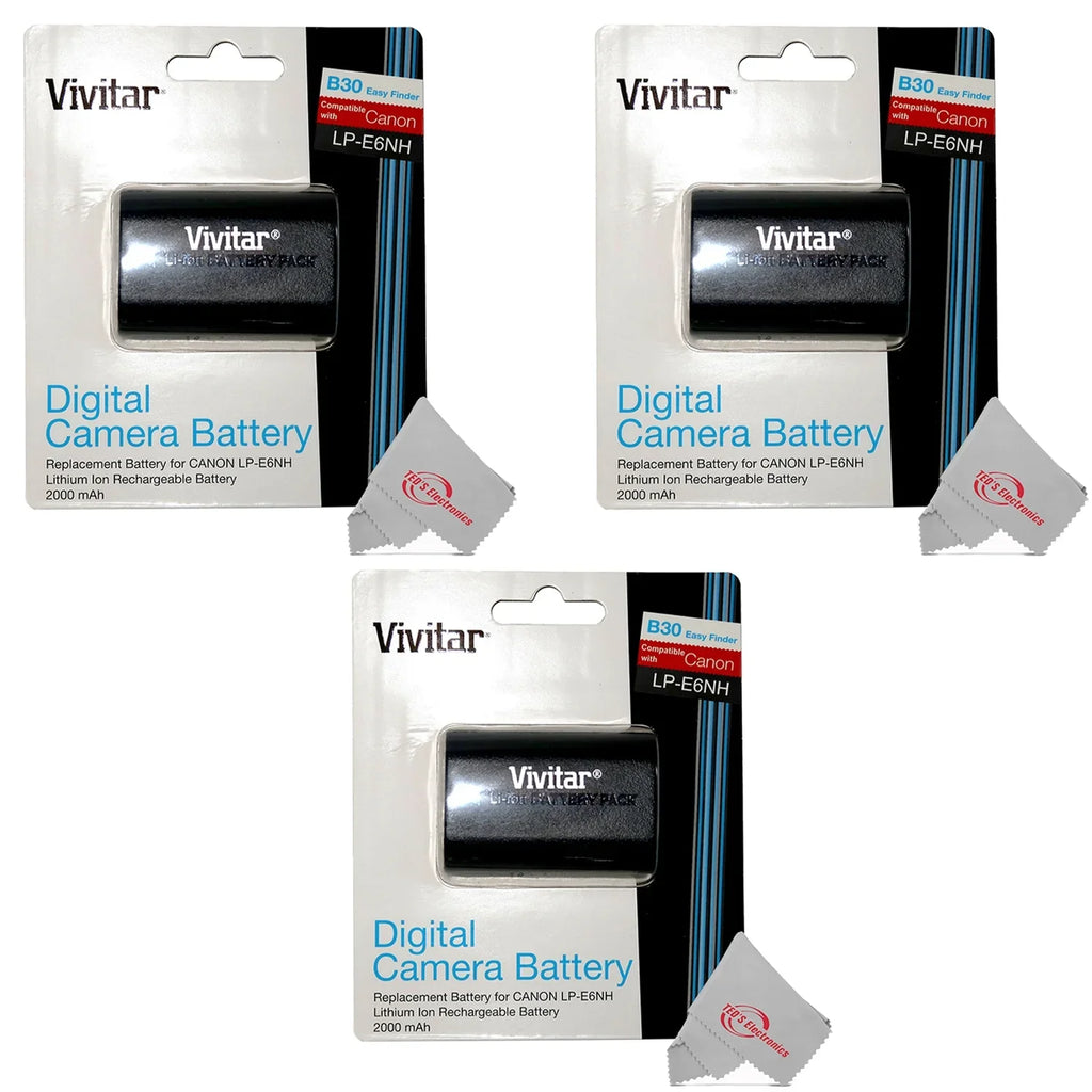 Battery 7D 60Da Replacement 90D 5D 6D R6 Vivitar 70D Mark CBE6NH R6 60D Canon IV for 80D R EOS LP-E6NH 3x