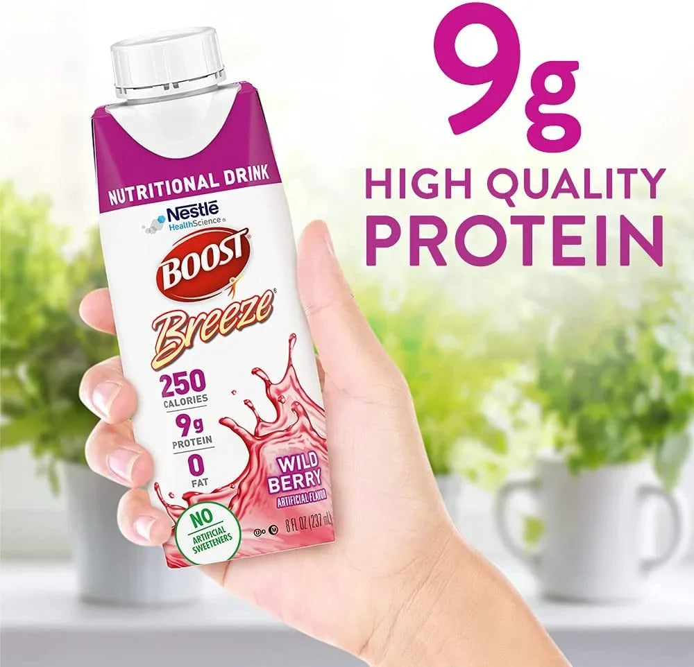 Breeze Carton, 8 ounce Boost Drink 24 Count Berry, Nutritional Wild
