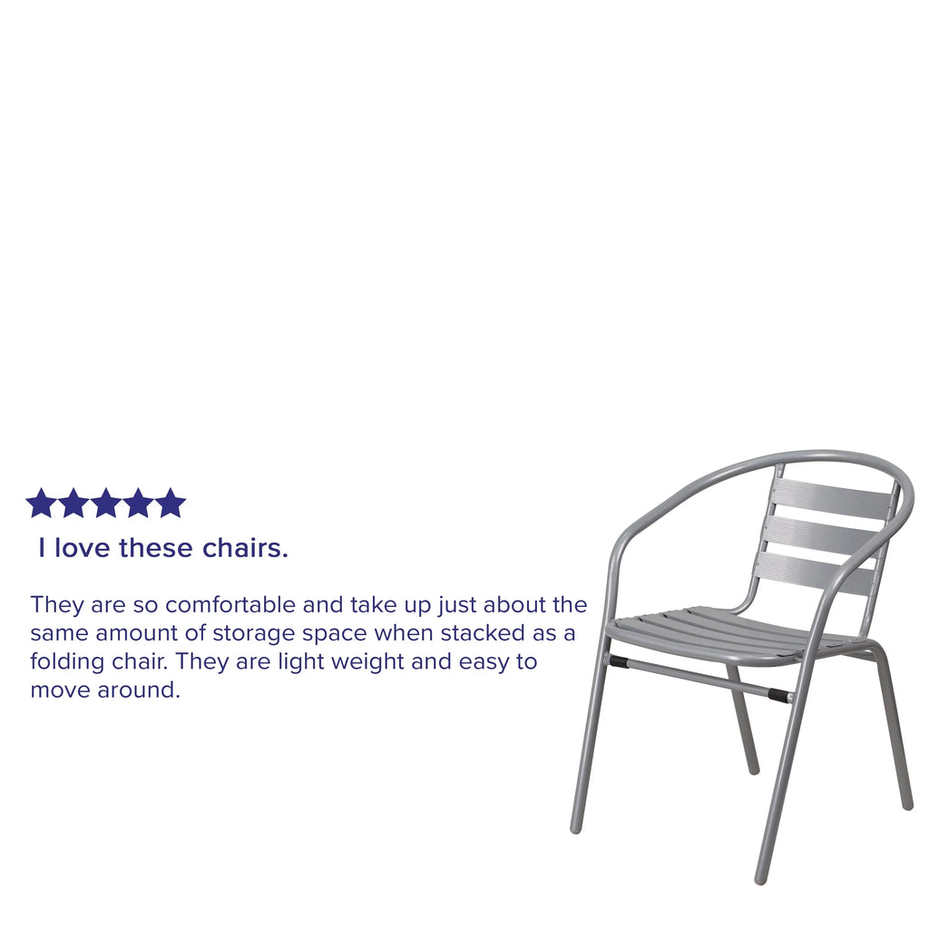 with Pack Silver Aluminum Metal Flash 4 Chair Furniture Slats Restaurant Stack