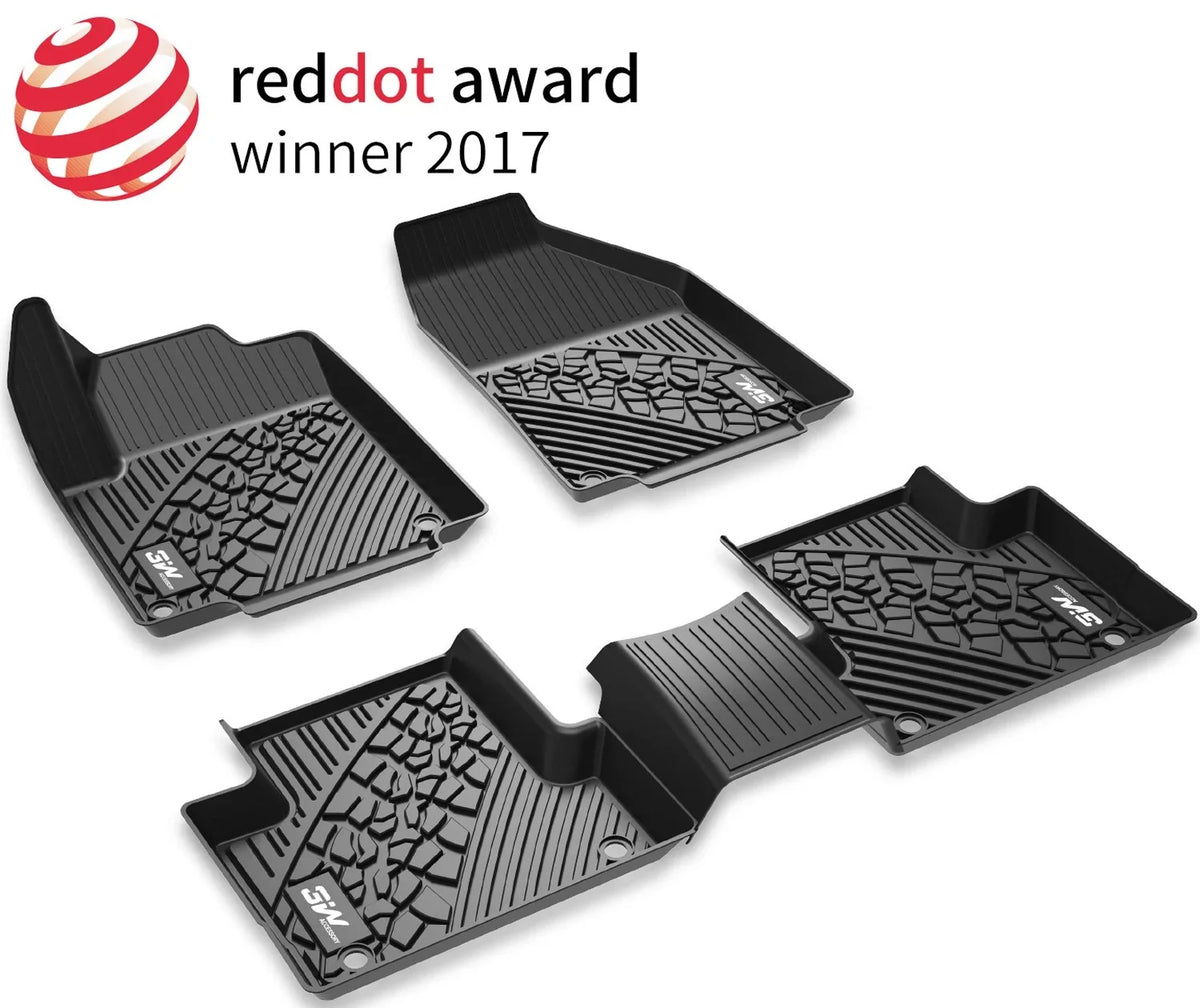 Floor Mats Black Liner 3W 2 Floor Rows Front Body seat with Jeep for 2017-2023 Set Full and Rear Odorless Only), (New design climate TPE All Compass