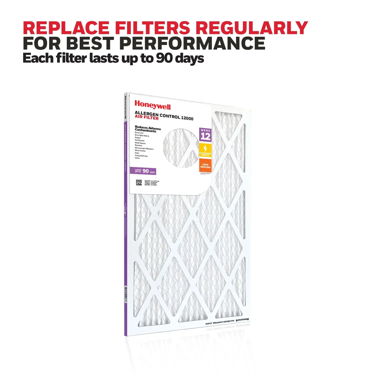 12 Air 12 Furnace 14x25x1 HVAC Honeywell Pack Pleated MERV Filter-