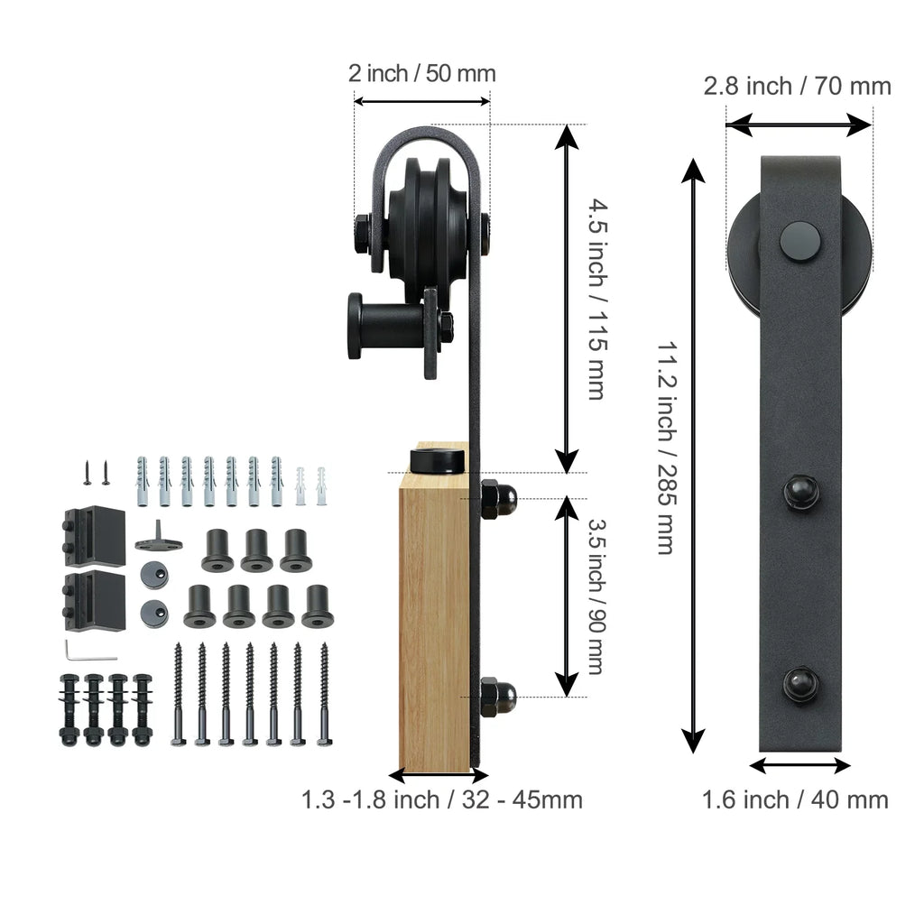 Barn Kit Sliding 8FT for BENTISM J Closet Door Hanger Track Hardware Single Door