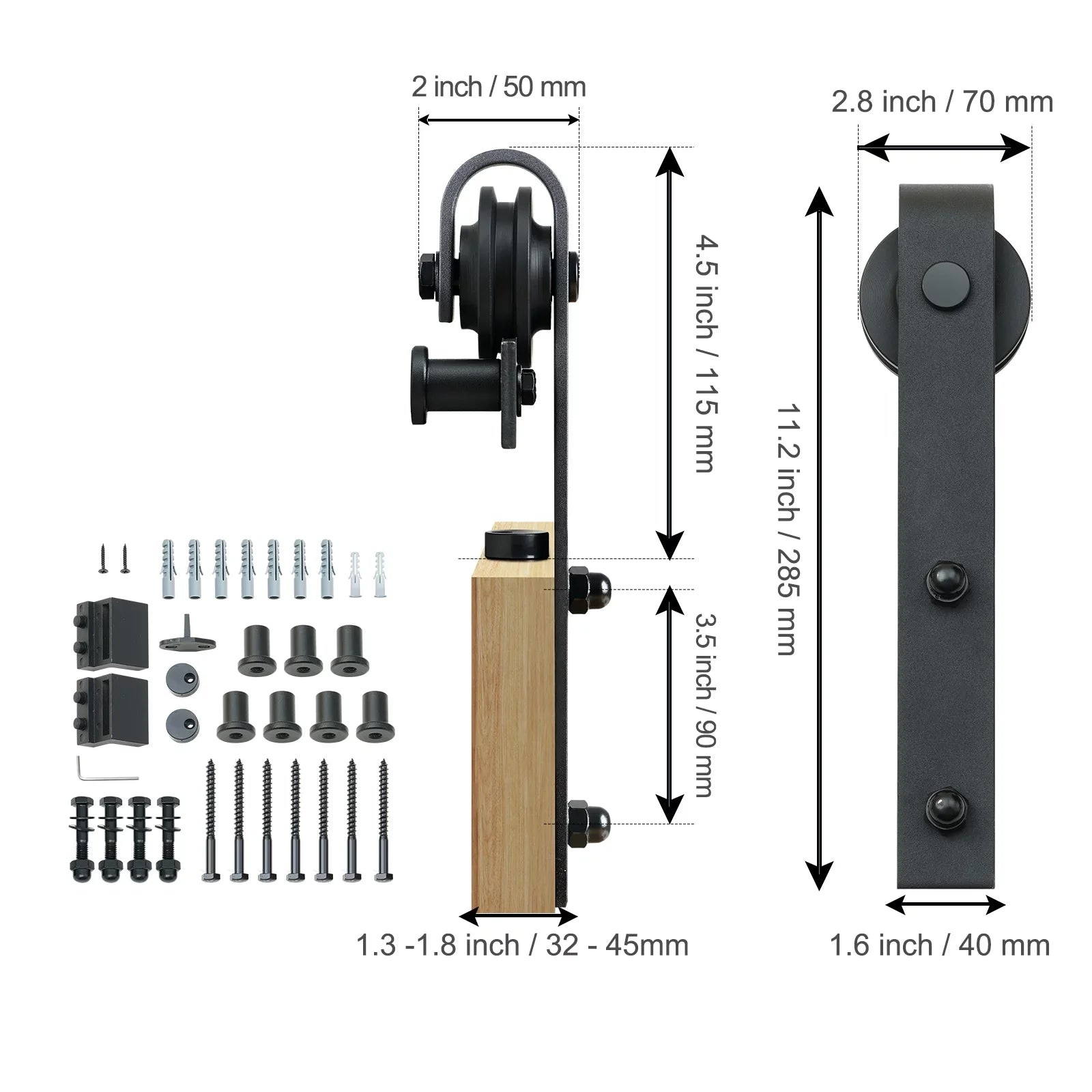 Barn Kit Sliding 8FT for BENTISM J Closet Door Hanger Track Hardware Single Door