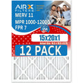 CLEAN Air MERV MPR Filter 7 & 15x20x1 Pack FILTERS - WICKED AIR. by Filters 1000, in 11 to FPR AIRX of MPR Made Furnace USA Comparable Rating, 12 1200