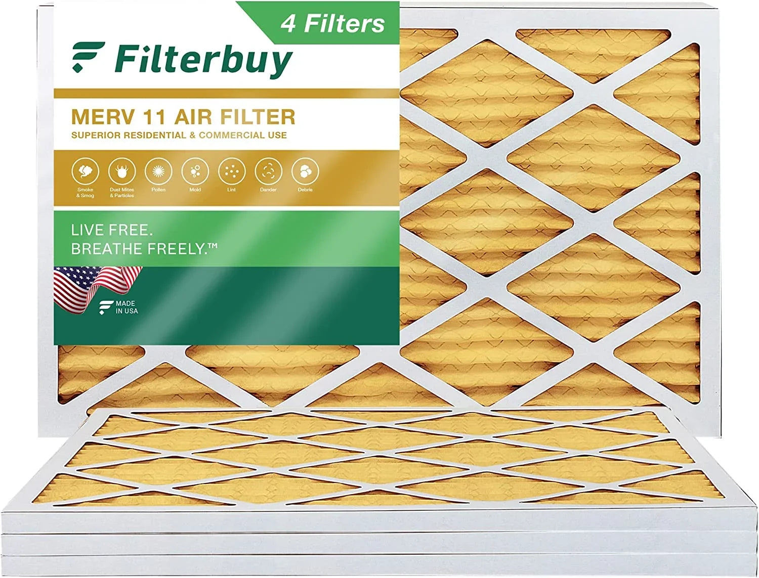 HVAC AC 12x24x1 11 MERV (4-Pack) Air Filters Pleated Filterbuy Furnace
