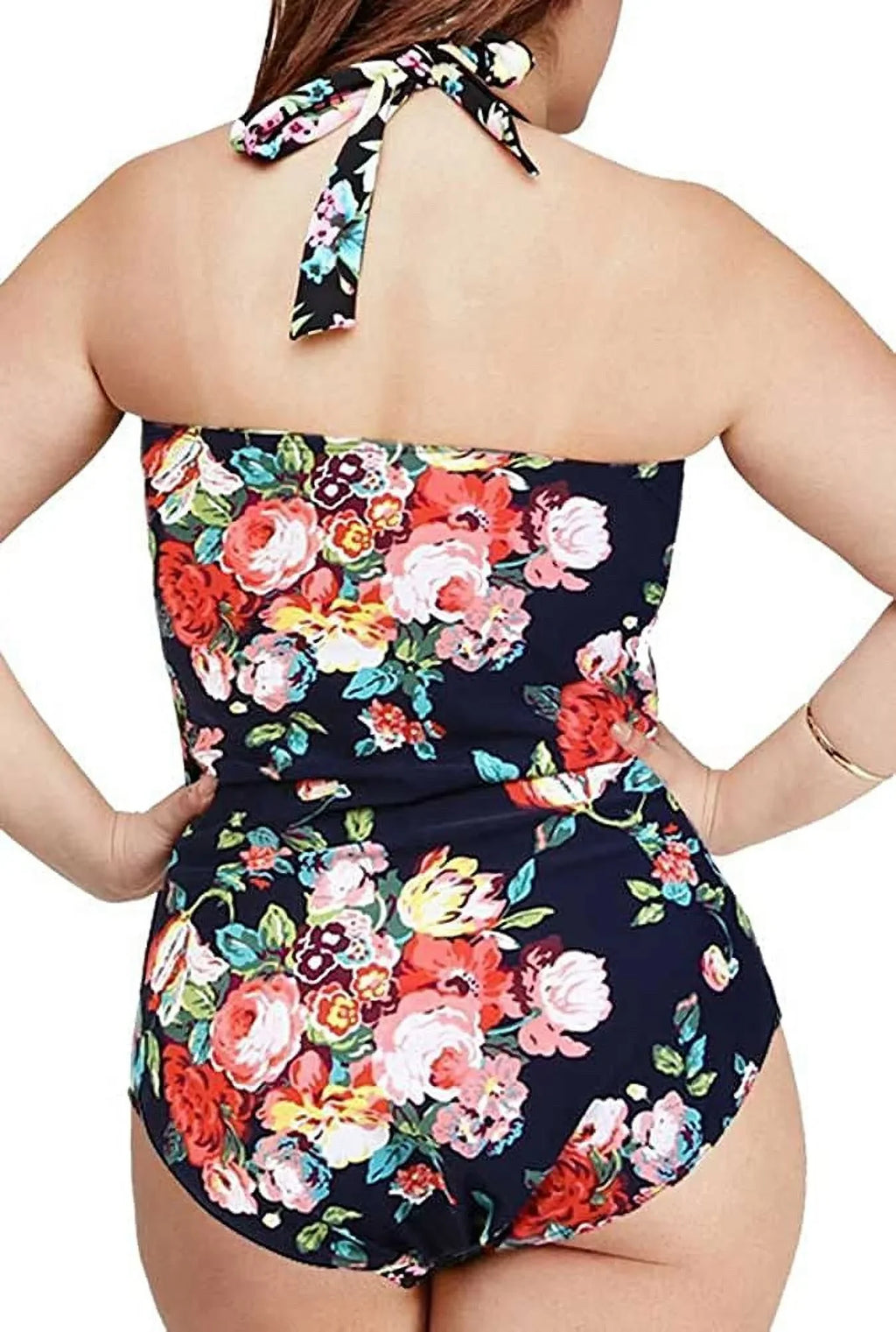 Control Ruched Vintage QZUnique Plus dimension One Swimwear Bathing Tummy Women's Swimsuit Piece Halter Suit Monokini