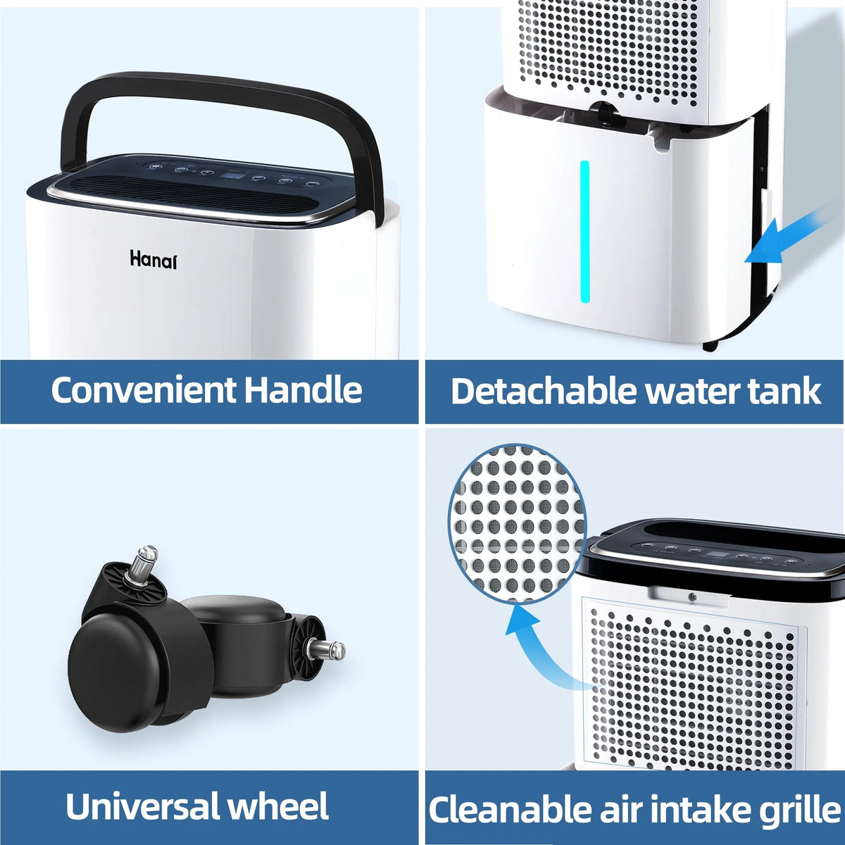 Basement "F, Pints with Moisture 95% WANAI Dehumidifier Home Sq.Ft,Protable and RH),White for 30 (95 Pints Drain Dehumidifier,1500 22 Removal Hose,Max