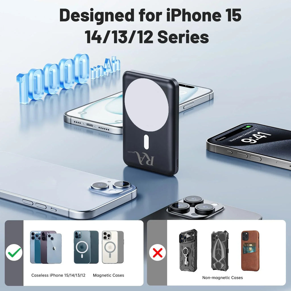 Magnetic Rabrand Fast 5000 Phone Solar Charger Portable Charging Magsafe Mah Bank, Wireless Power