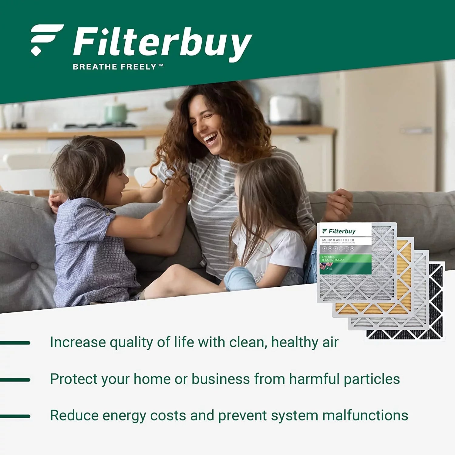 8 AC Pleated HVAC (6-Pack) Filterbuy Furnace MERV Air Filters 20x32x1