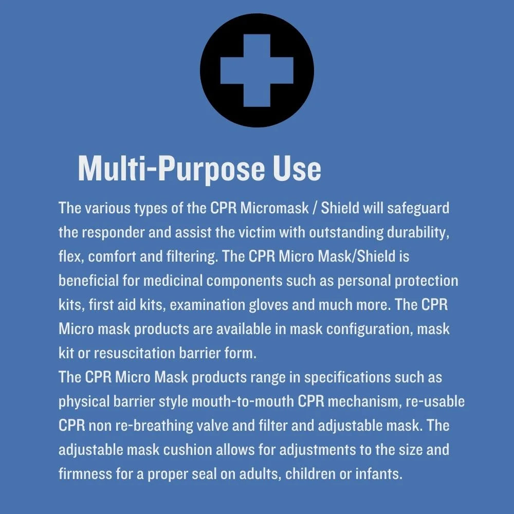 1 CPR Products, Micromask, Response Re-Usable and Each Adjustable - with Emergency Mask Clear