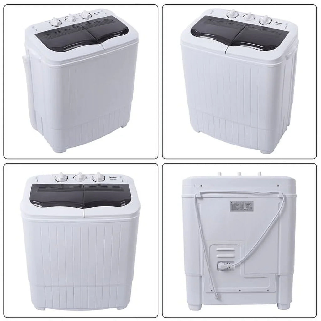 Machine Washer with 7.7lbs Washing for 14.3lbs, Drain Dorms Apartments with Machine Tub Spinner, SYTHERS 6.6lbs Washer Mini Pump, Semi-Automatic Combo Twin