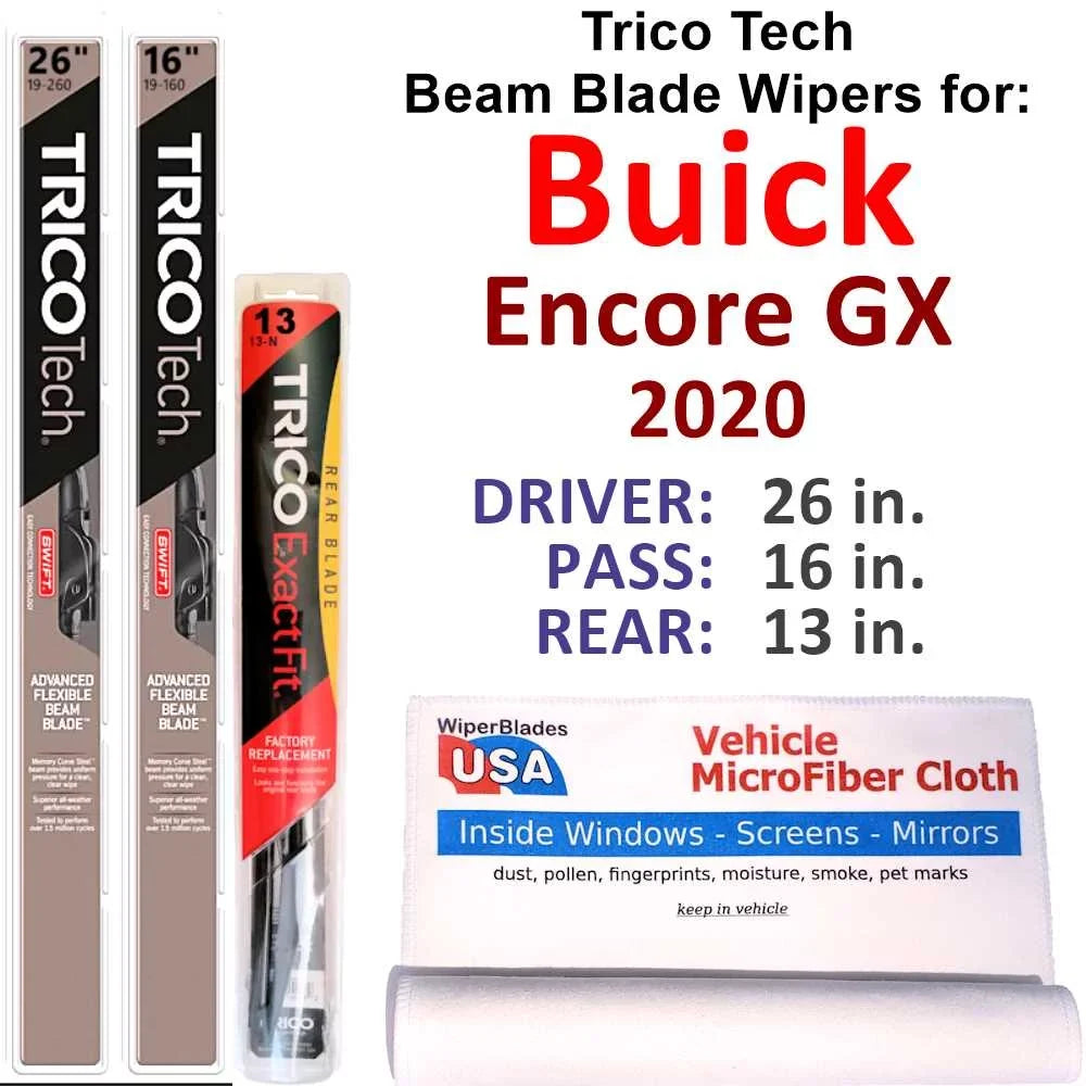of (Set 2020 Blade Beam Wiper 3) Encore Buick w/Rear Wipers GX