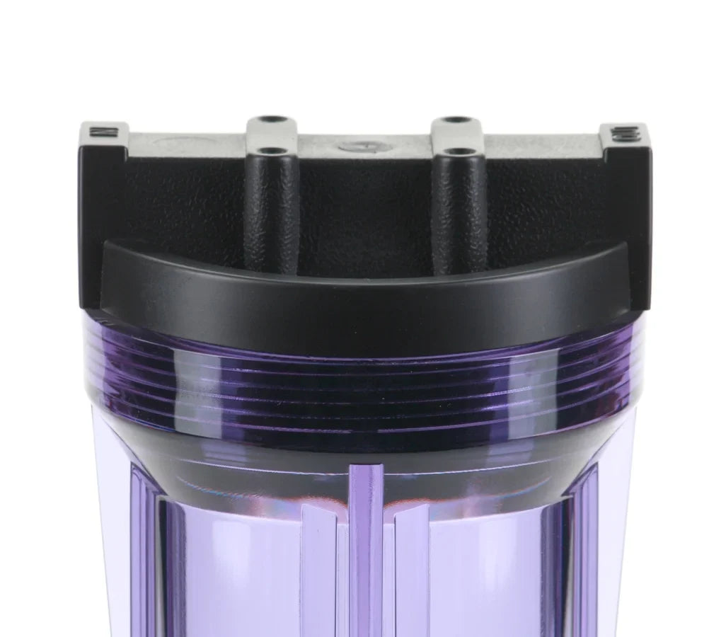 HF3-10CLBK14, with Filtration Housing For Black Cap 1/4" RO Rib Hydronix 10" & Clear Systems, Ports
