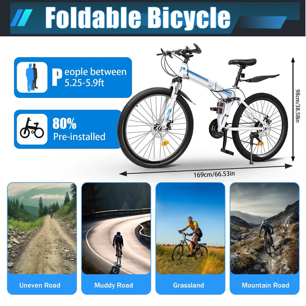 Brake SHZICMY Bikes Dual Men Disc Bicycle 21 26" Folding Mountain Speed School Bike MTB