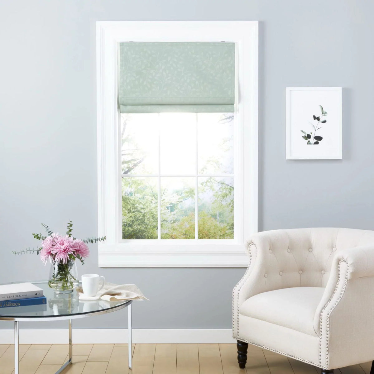 Sage Botanical Bolan Total 64", Home 34"x Exclusive Blackout Roman Shade,