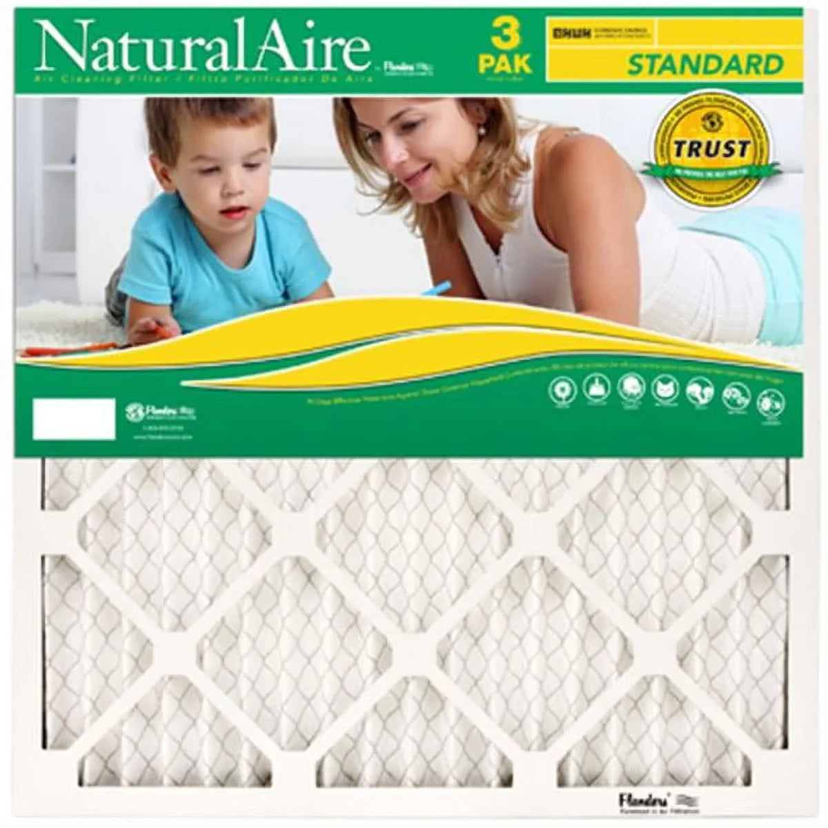 4 Pack- Flanders in. 3 Air 19.9 87357.011620 - Natural Of Pack x Standard Filter Pleated 15.9